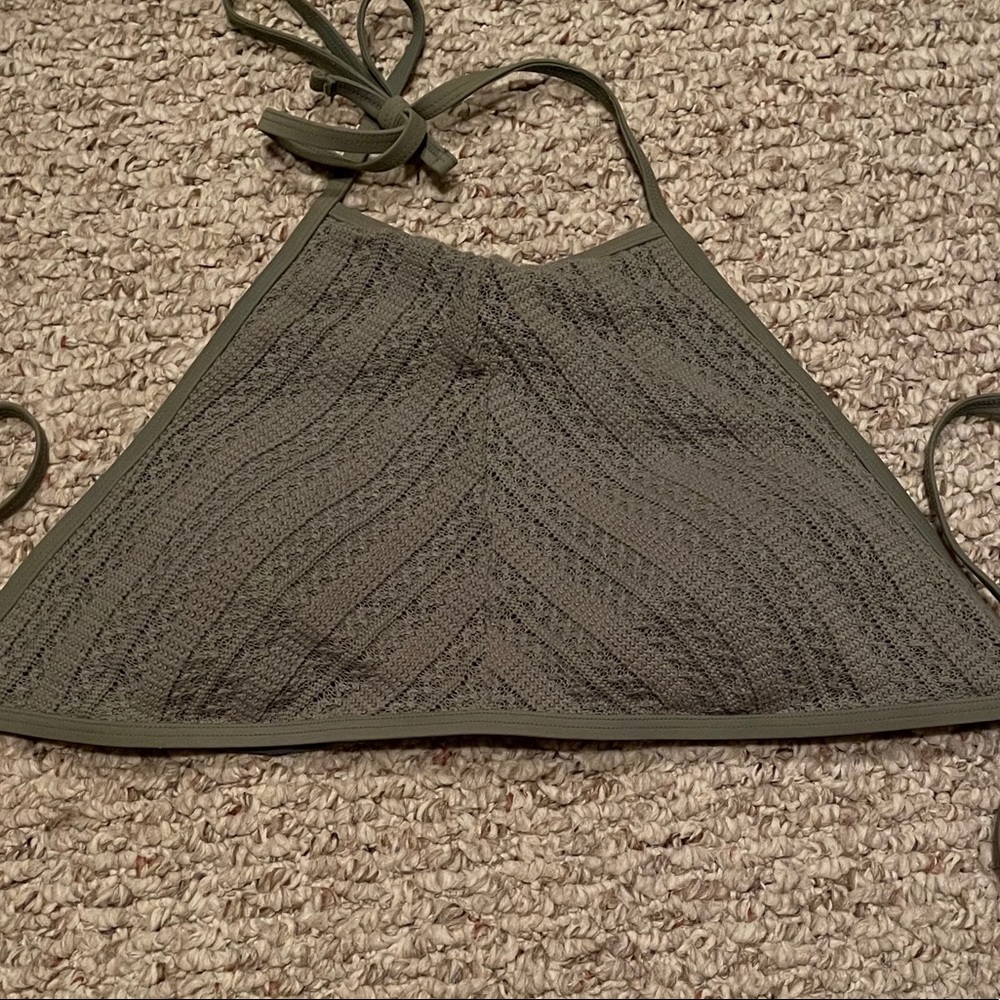 Green knit bikini top